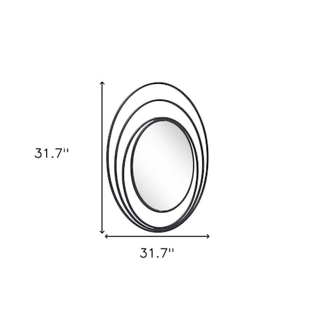 Homeroots 32" Black Oval Steel Framed Accent Mirror 385474