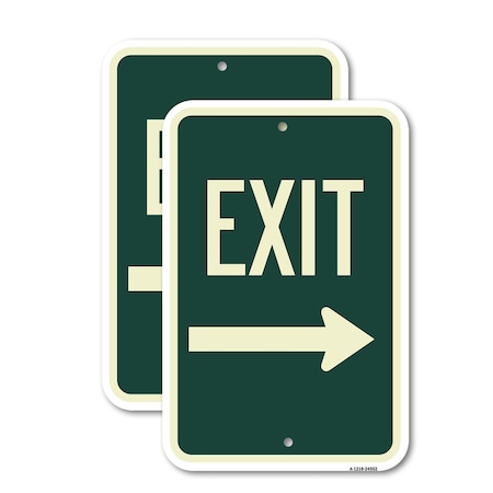 Signmission Exit Sign, Heavy Gauge Aluminum, 12 in W, 18 in H A-1218-2PACK-24552