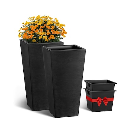 Vevor Tall Planter Set of 2 Square Tapered Planters 22 in for Outdoor Indoor, 2PK KD9942