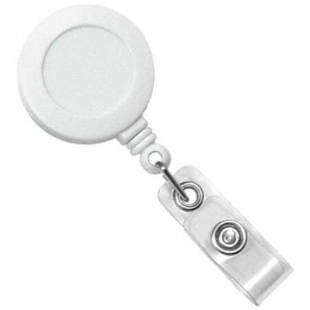 Brady BADGE REEL, SWIVEL BACK, PLASTIC, WHITE, 1 1/4in, CLEAR VINYL STRAP 2120-7608