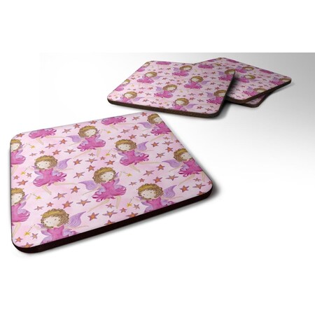 Carolines Treasures Watercolor Fairy Princess on Pink Foam Coaster, Set of 4 BB7547FC
