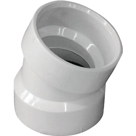 Canplas Pipe Elbow, 1-1/2 in, Hub, 22.5 deg Angle, PVC, White 192551