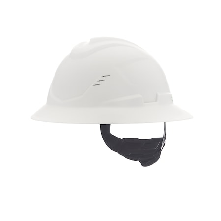 Msa Safety V-Gard C1 Full Brim, Vented, Fas-Trac III, Type 1, Class C, White 10215828