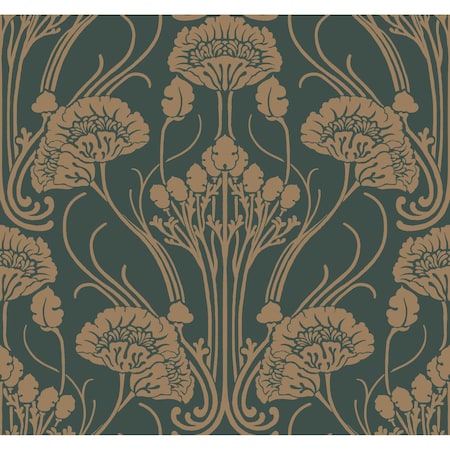 York Wallcoverings Nouveae Damask Green Wallpaper Sample CA1566SAM