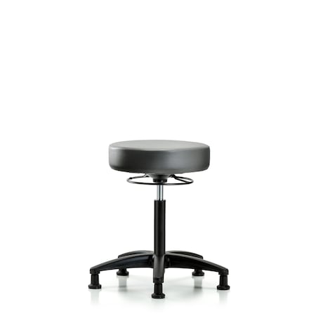 Blue Ridge Ergonomics Vinyl Stool, Med Bench, Glides, Sterling BR-VMBSO-RG-NF-RG-8840