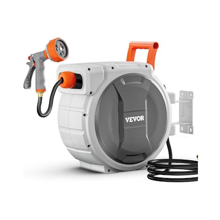 Vevor Wall-Mounted Retractable Garden Hose Reel, 1/2 Inch x 84 ft NW-S25
