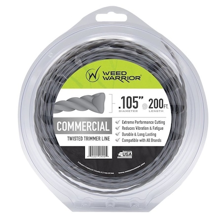 Weed Warrior Trimmer Line, 0.105 in Dia, 200 ft L, Nylon, Silver 17416