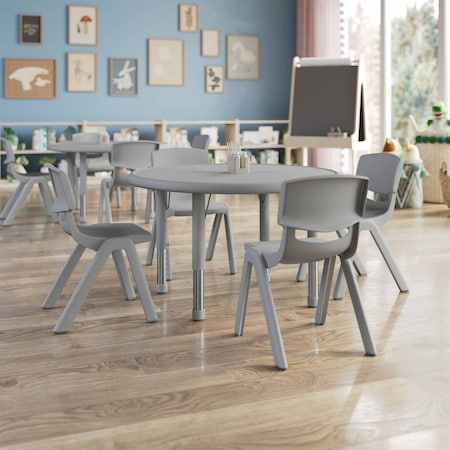 Flash Furniture 5 PC Plastic Activity Table and 4 Chairs Set, 10.5 in Seat Height-Soft Gray YU-YCX-0073-2-ROUND-TBL-SFTGY-E-GG