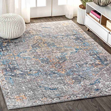 Jonathan Y Izmir Vintage Medallion Gray/Mustard/Turquoise 5 ft. x 8 ft. Area Rug RES101A-5