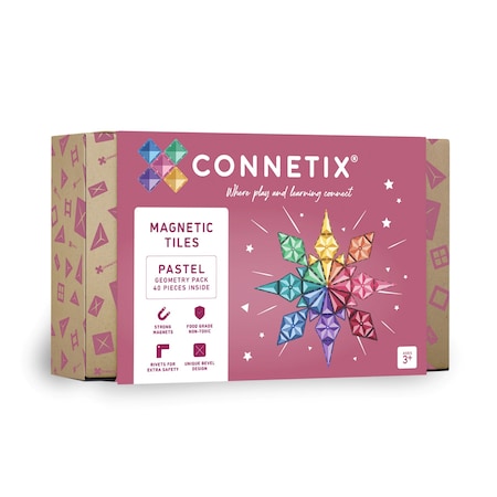 Connetix Magnetic Tiles Pastel Geometry Pack, 40-Piece Set CT-P-00040-GE