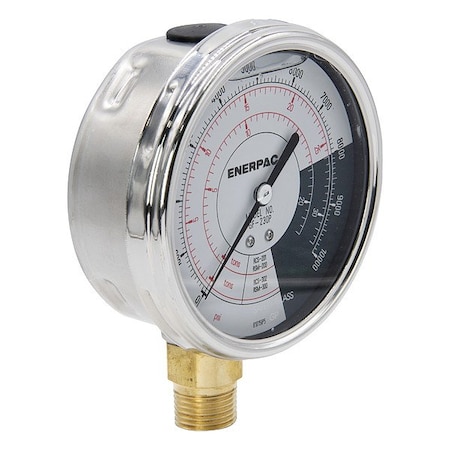 Enerpac Hydraulic Force, 4 in Dial, 1/2 in NPTF, Lower Back Location, Stainless Steel Case Material GF230P