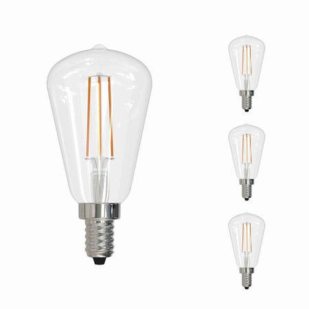 Bulbrite LED Filament, 4 Watt Dimmable ST15 Light Bulb, Clear Glass Finish, E12 Base, 3000K, 400 Lumens, 4PK 862050