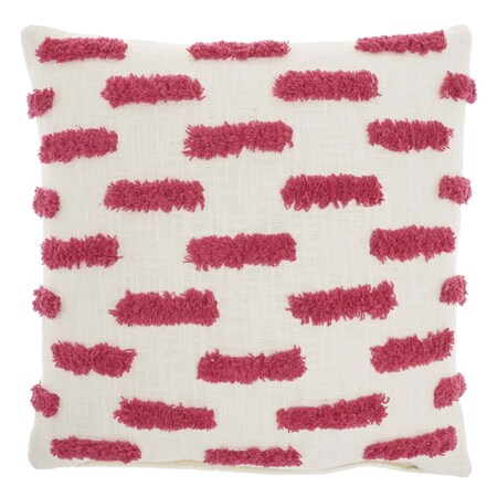 Homeroots 18" Pink and White Geometric Cotton Throw Pillow 527790