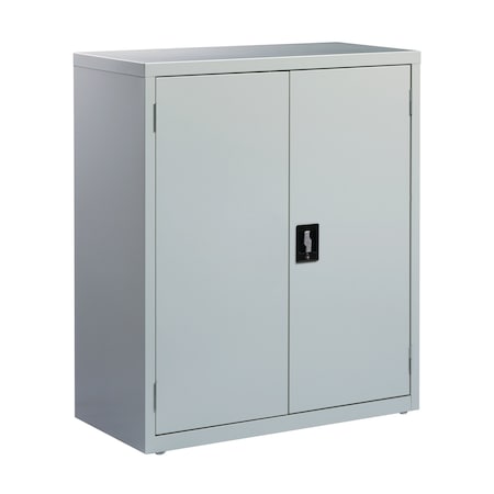 Hirsh Storage Cabinet, 42 in H, 36 in W, 18 in D, Recessed Twist, Keyed, Light Gray, 2 Shelves 22003