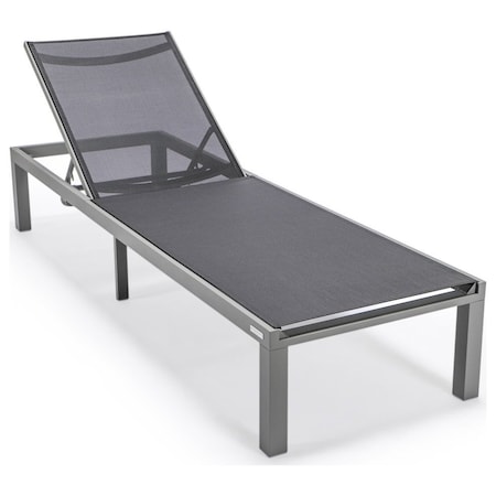 Leisuremod Marlin Patio Chaise Lounge Chair with Grey Aluminum Frame, Black MLGR-77BL