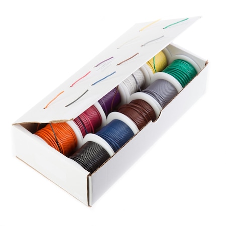 Remington Industries 24 AWG Gauge UL1061 Stranded Hook Up Wire Kit, 300V, 0044 Diameter, 100 ft Length Each, 10 Colors 24UL1061STRKIT10COLOR100