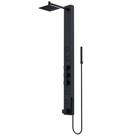 Vigo 58 in. H x 5 in. W 4-Jet Shower Panel System with Square Rainhead, Tub Filler and Hand Shower Wand VG08023MB