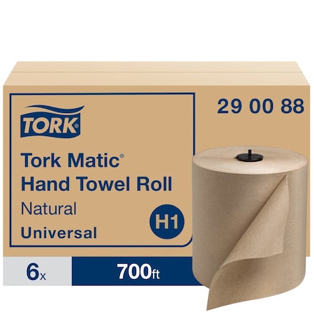 Tork Hardwound Paper Towel Roll, 1 Ply, Continuous Roll Sheets, 700 ft, Brown, 6 PK 290088