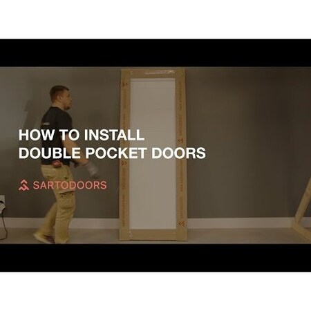Sartodoors Sliding French Double Pocket Doors with Frosted Glass White 60x96 (2* 30x96) Solid Core QUADRO4266DP-WS-6096