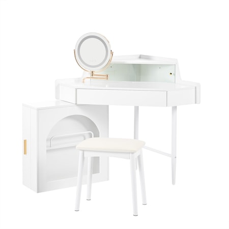 Homeroots 56" White Wood Lighted Single Drawer Dresser 714258