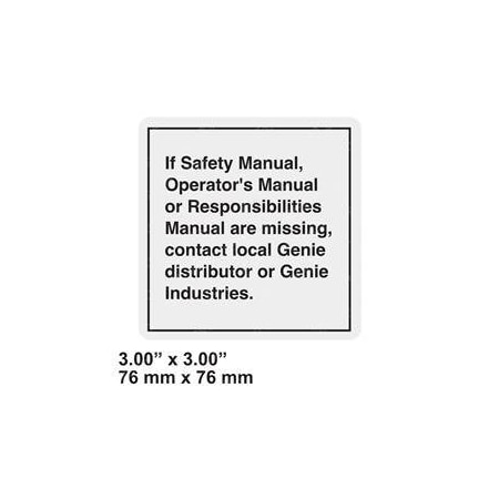 Genie REPLACEMENT DECAL, NOTICE MANUAL NOT HERE 28176GT