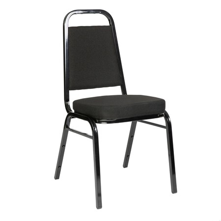 Flash Furniture HERCULES Series Trapezoidal Back Stacking Banquet Chair w/Black Fabric and 2.5in. Thick Seat, Black FD-BHF-1-BK-BK-GG