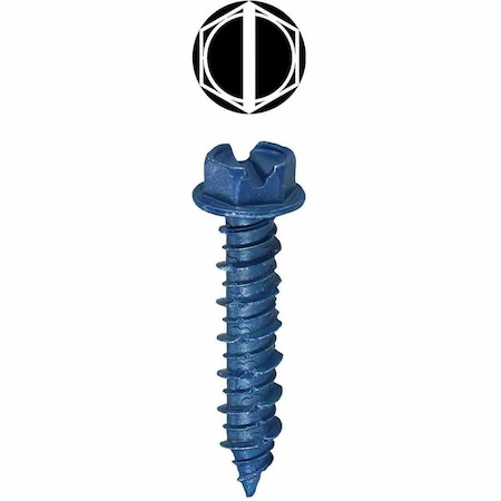 Dottie Concrete Screw, 3/16" Dia., Hex, 1-3/4 in L, Carbon Steel Blue Xylan, 100 PK 36H134