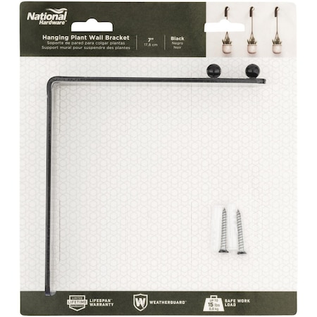 National Hardware 7'' Black Steel Hanging Wall Plant Bracket N275-530