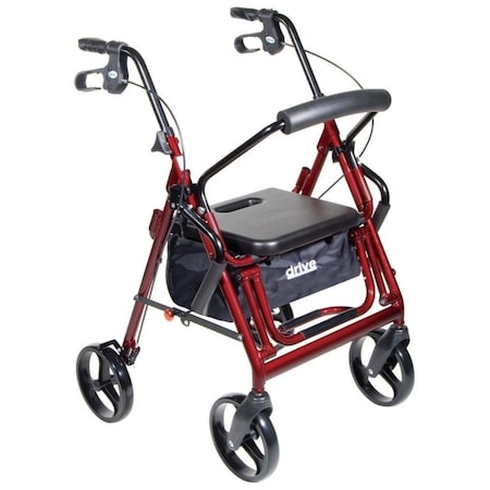 Drive Medical drive Duet Four-Wheel Rollator, Burgundy 795BU