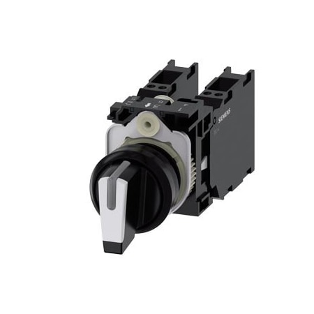 Siemens Selector switch, illuminable, 22 mm, round, plastic, white, selector 3SU1100-2BL60-3LA0