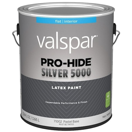Valspar Pro-Hide Silver 5000 7100 Latex Paint, Water Base, Flat, Pastel Base, 1 gal 028.0071002.007