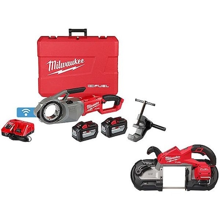 Milwaukee Tool M18 FUEL Pipe Threader+M18 FUEL Band Saw 2874-22HD, 2929-20