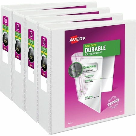 Avery Durable Clear View 3 Ring Binders, PK4 09203