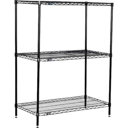 Global Industrial Nexel 3 Shelf, Black Epoxy Wire Shelving Unit, Starter, 54"W x 18"D x 54"H B3151834