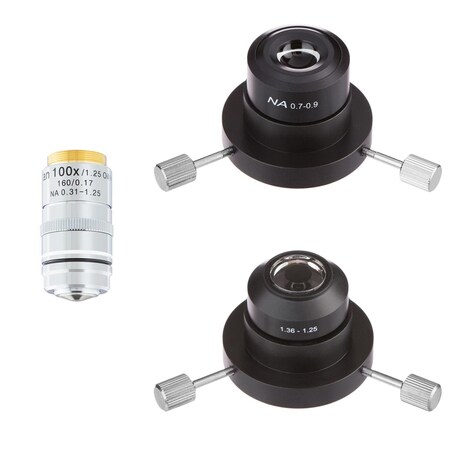 Amscope Dry & Oil Darkfield Condenser & Plan Iris Objective Set for Compound Microscopes DK-SET-100-IRIS