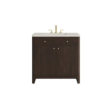 James Martin Vanities Gracyn 36" Single Vanity, Sable, w/ 3 CM Siberian Silestone Widespread Top D125-V36-SBL-WSFR