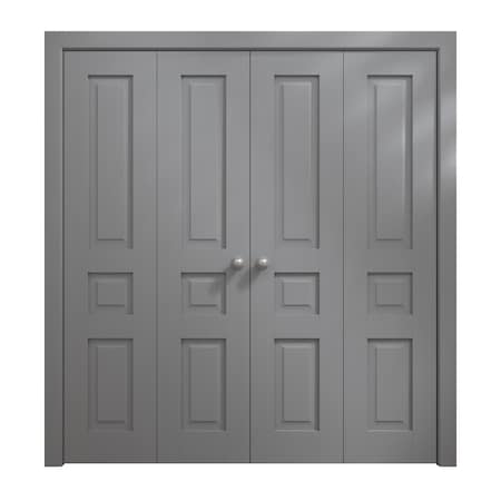 Sartodoors Sliding Closet Double Bi-fold Doors 96 x 96 inches, Ego 5012 Painted Grey Oak, Sturdy Tracks Moldi EGO5012DBF-SEK-96x96 (4* 24x96)