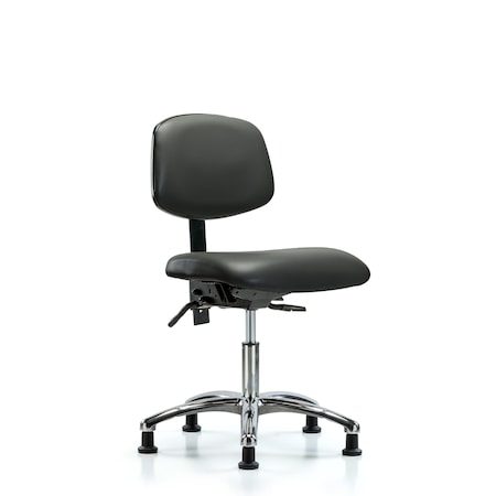 Blue Ridge Ergonomics Vinyl Chair Chrome, Desk, Tilt, Glides, Carbon BR-VDHCH-CR-T1-A0-RG-8823