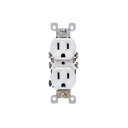 Leviton Residential Grade Duplex Receptacle, 15 Amp, 125 Volt, White 5320-SW