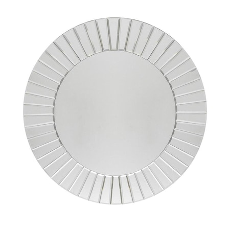 Homeroots 24" Clear Round Beveled Glass Framed Accent Mirror 485074