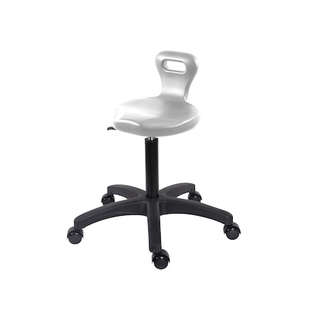 Blue Ridge Ergonomics Polyurethane Serpent Stool - Medium Bench Height with Casters in Gray Polyurethane PSPMBSL-RG-NF-RC-GRY