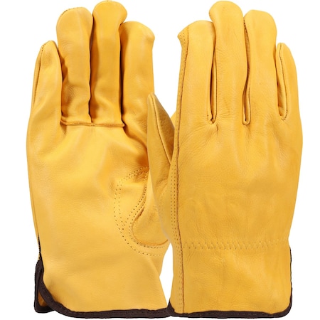 Pip Regular Grade Top Grain Gold Cowhide Leather Drivers Glove, Keystone Thumb 1BL18361L