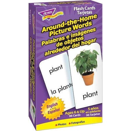 Trend Enterprises Trend Around-the-Home Picture Words Flash Cards, English/Spanish, 96 Cards/Box T53015