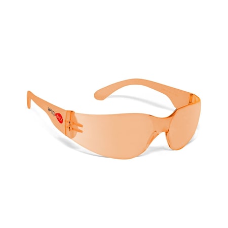 Optimax PC Single-Piece Wrap-Around Lens, Scratch Resistant Coating, Orange Lens, 12PK 100O