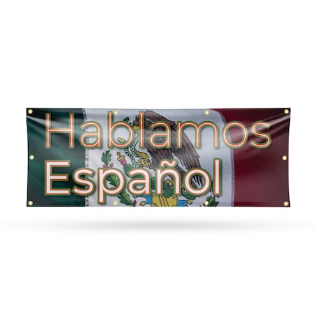 Signmission Hablamos Espanol, 36 Inch x 96 Inch, Vinyl Banner B-96-30685