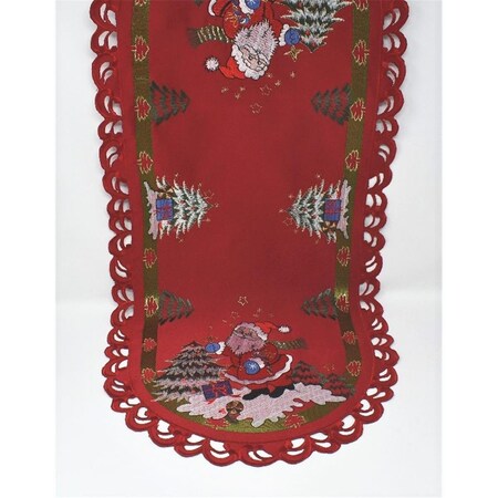Sinobrite 16 x 45 in. Santa Claus with Gift Box Table Runner H8680-16x45