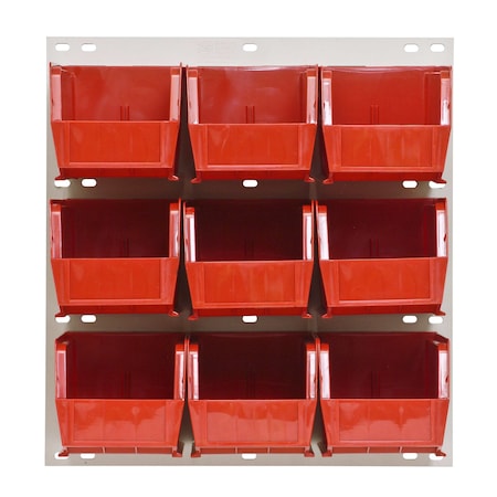 Quantum Storage Systems 18X19 HC LOUVERED PANEL W/9 BINS RED QLP-1819HC-230-9RD