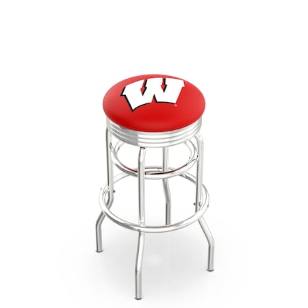 Holland Bar Stool Co 30" Chrome 2-Ring Wisconsin "W" Swivel Bar Stool, Accent Ring L7C3C30Wisc-W