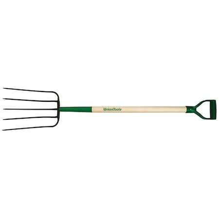 Razor-Back Compost Fork, 9 in W Tine, 1212 in L Tines, Oval Tine, 5 Tine, Steel Tine, Hardwood Handle 2827200