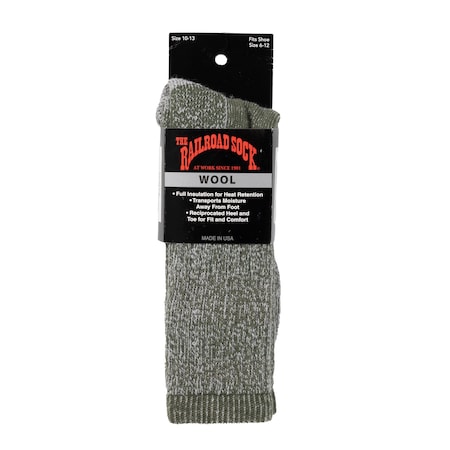 Railroad Sock Mens Crew Socks, 4 Pair7% Merino Wool, 35% Acrylic, 18% Nylon, Olive, 6-12 M, 1 PR 2982 OL